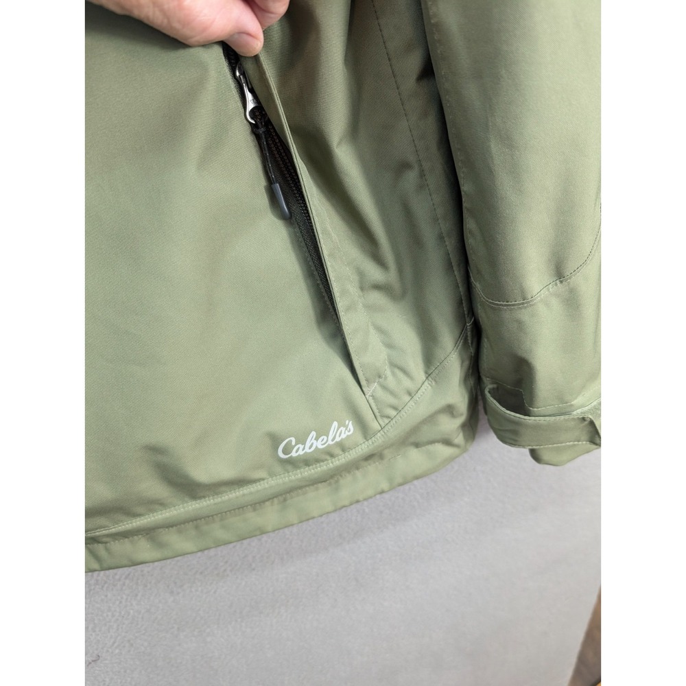 Cabela's Ski Windbreaker Fleece Jacket Men's Sz XL Green Hooded Raincoat Outdoor - Picture 12 of 16